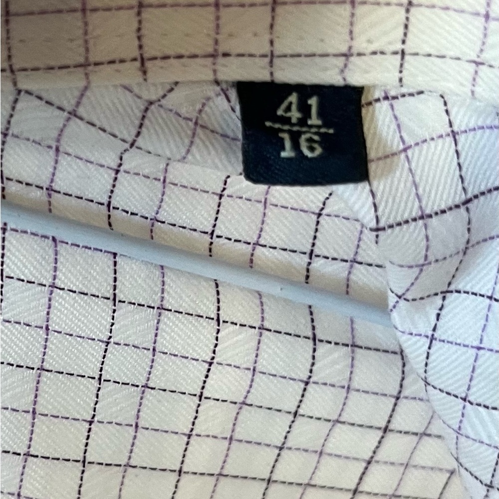Canali Made in Italy White Checked Dress Shirt Men’s size 41/16 - Picture 4 of 4